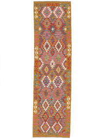  Orientalsk Kelim Afghan Old Style Teppe 82X297Løpere Brun/Mørk Rød (Ull, Afghanistan)