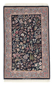 78X125 Isfahan Silkerenning Teppe Orientalsk Svart/Mørk Rød ( Persia/Iran)